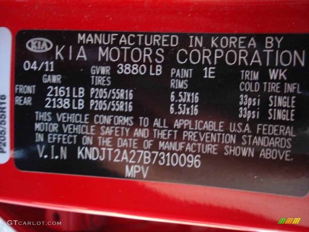 2011 Soul Color Code 1E for Molten Red Photo #62727625