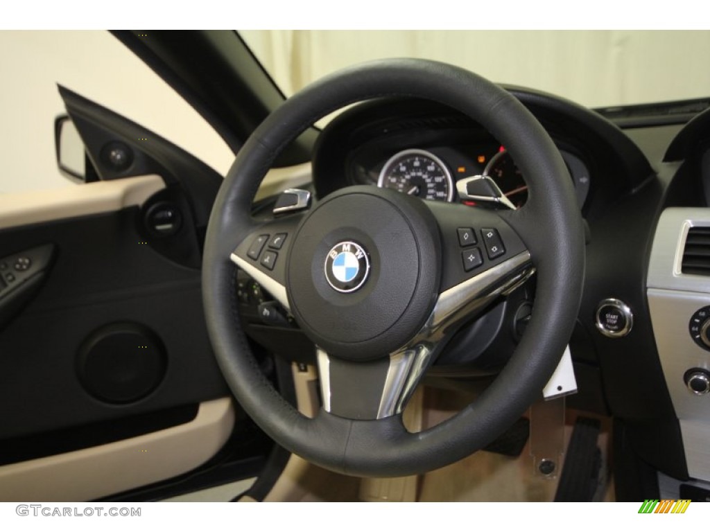 2009 BMW 6 Series 650i Convertible Cream Beige Dakota Leather Steering Wheel Photo #62728711