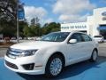 2012 White Platinum Tri-Coat Ford Fusion Hybrid  photo #1
