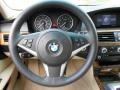 Cream Beige 2009 BMW 5 Series 535i Sedan Steering Wheel