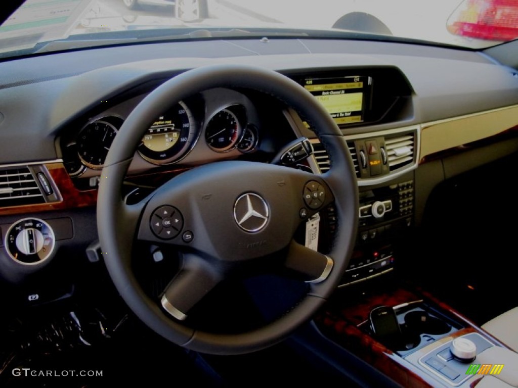 2012 Mercedes-Benz E 350 Sedan Almond/Black Steering Wheel Photo #62733580