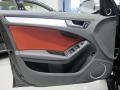 2012 Audi S4 Black/Magma Red Interior Door Panel Photo