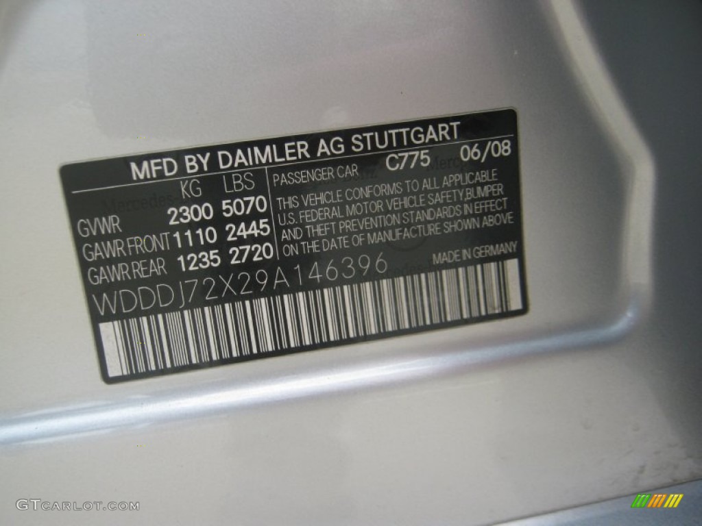 2009 CLS Color Code 775 for Iridium Silver Metallic Photo #62737966