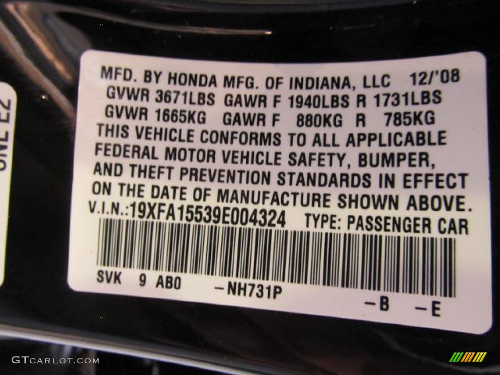 2009 Honda Civic LX Sedan NH731P Photo #62738269