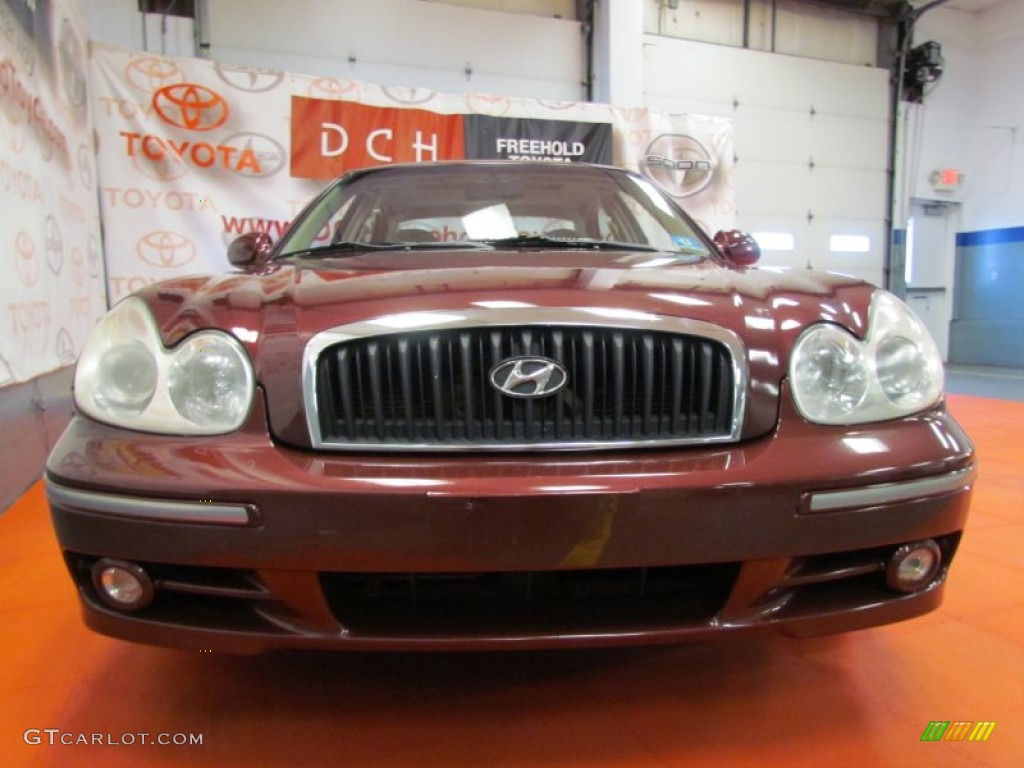 2002 Sonata GLS V6 - Ruby Red / Beige photo #2