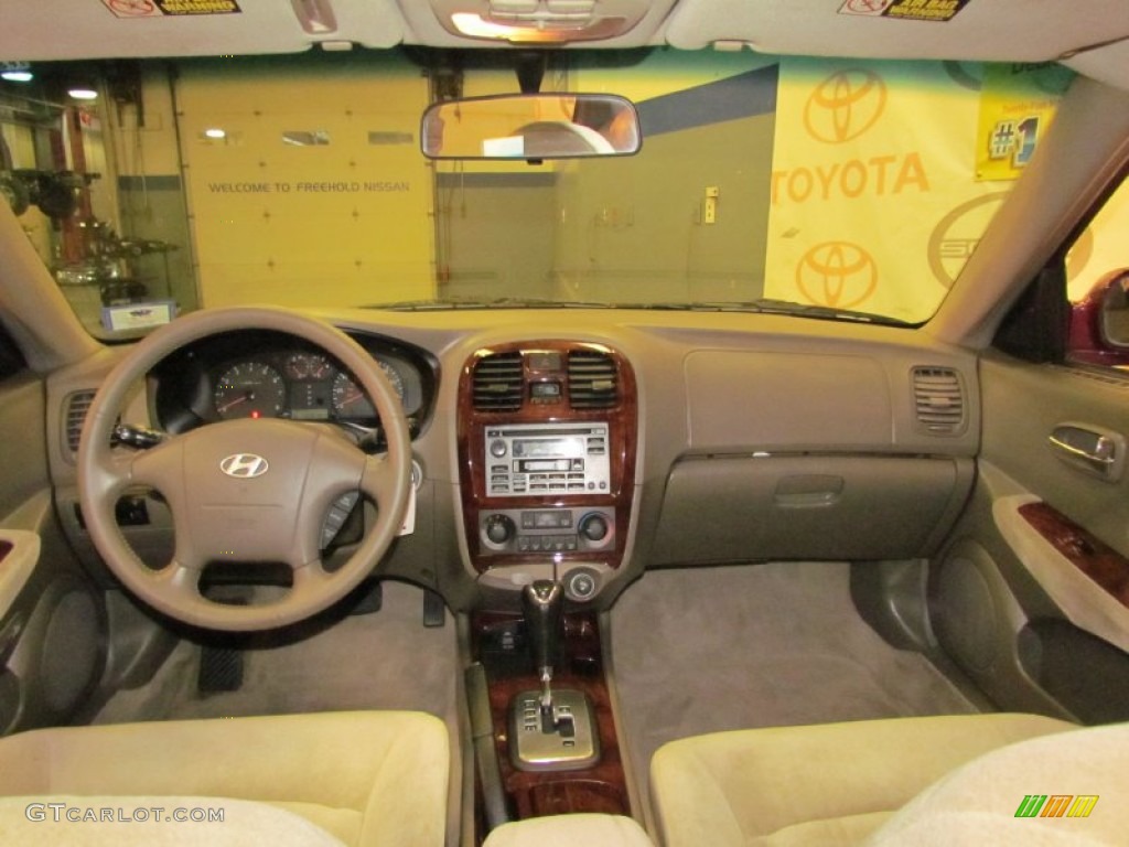 2002 Sonata GLS V6 - Ruby Red / Beige photo #11