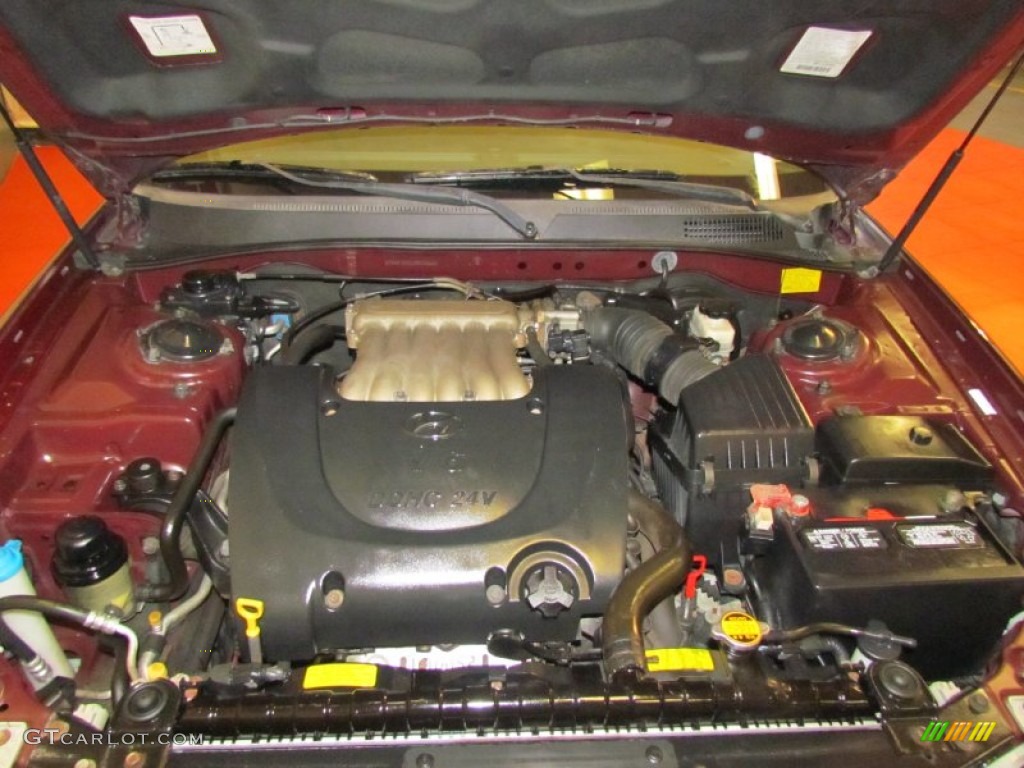 2002 Sonata GLS V6 - Ruby Red / Beige photo #27