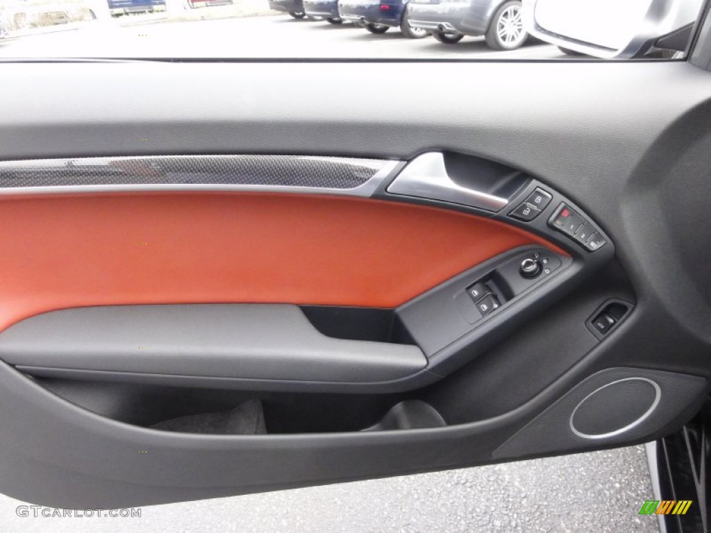 2011 Audi S5 4.2 FSI quattro Coupe Black/Tuscan Brown Silk Nappa Leather Door Panel Photo #62743402