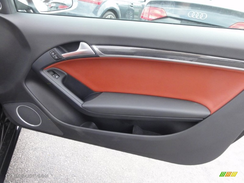 2011 Audi S5 4.2 FSI quattro Coupe Black/Tuscan Brown Silk Nappa Leather Door Panel Photo #62743492