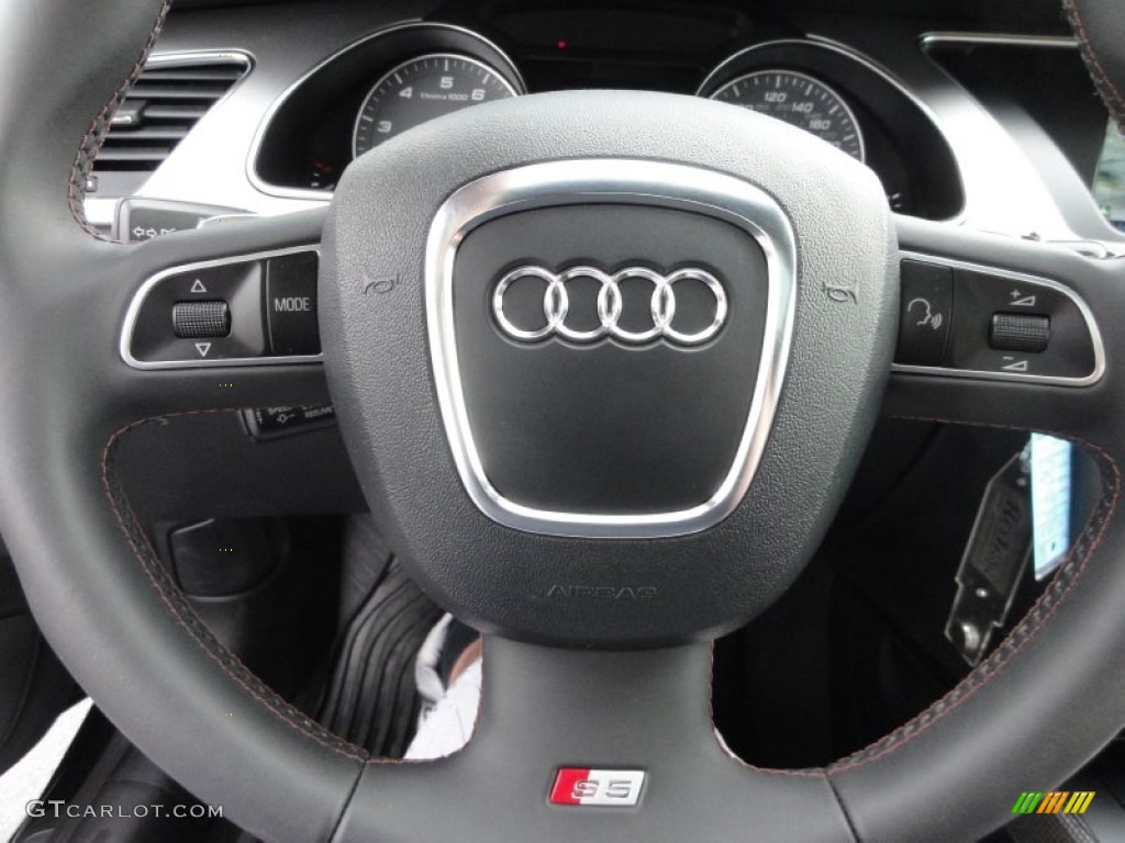 2011 Audi S5 4.2 FSI quattro Coupe Black/Tuscan Brown Silk Nappa Leather Steering Wheel Photo #62743663