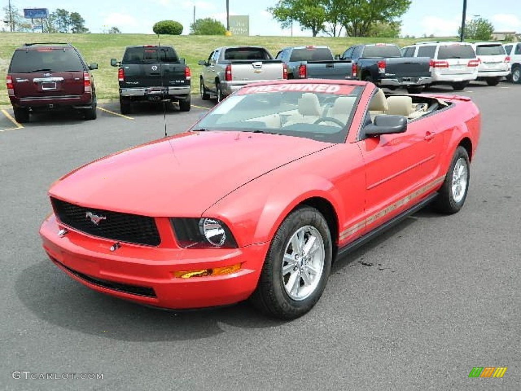 2007 Mustang V6 Deluxe Convertible - Torch Red / Medium Parchment photo #8