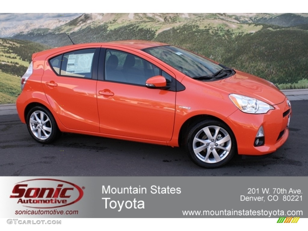 2012 Prius c Hybrid Four - Habanero / Black photo #1