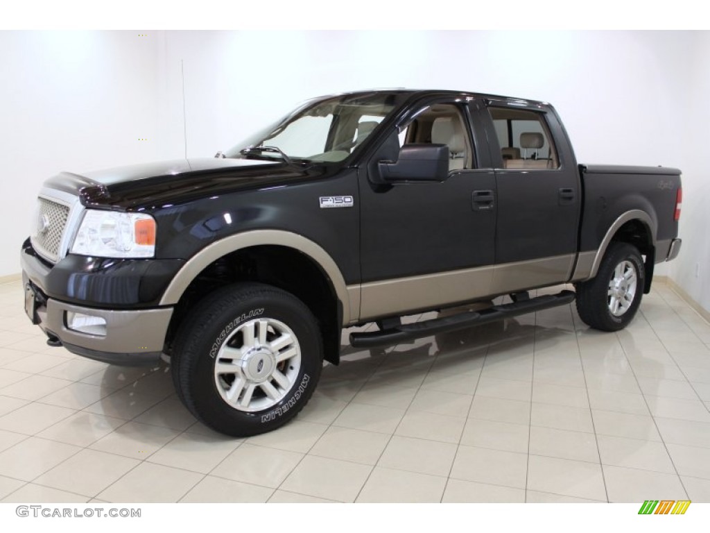 2004 F150 Lariat SuperCrew 4x4 - Black / Tan photo #3