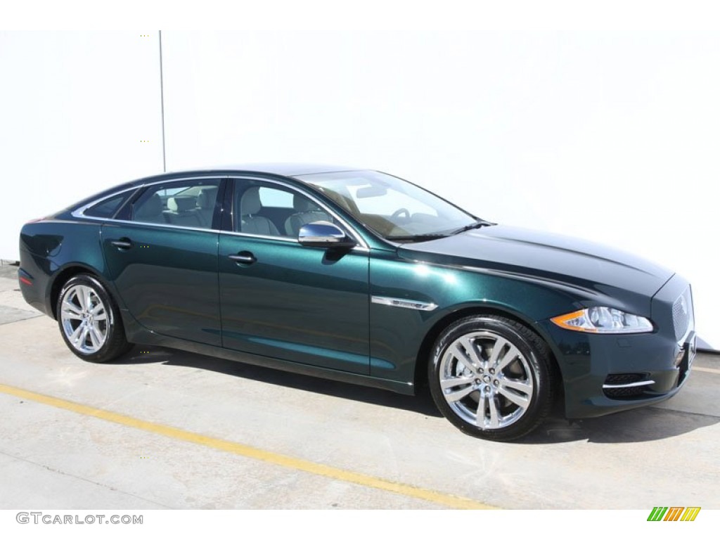 2012 XJ XJL Portfolio - British Racing Green Metallic / Ivory/Truffle photo #2