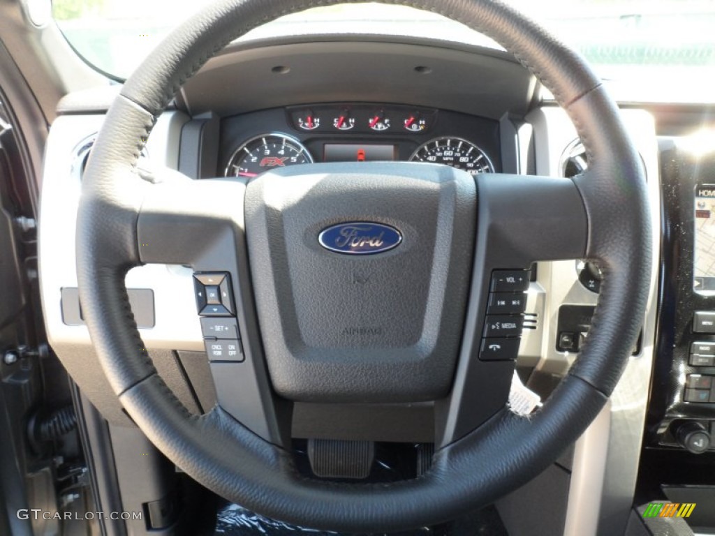2012 Ford F150 FX4 SuperCrew 4x4 Black Steering Wheel Photo #62754124