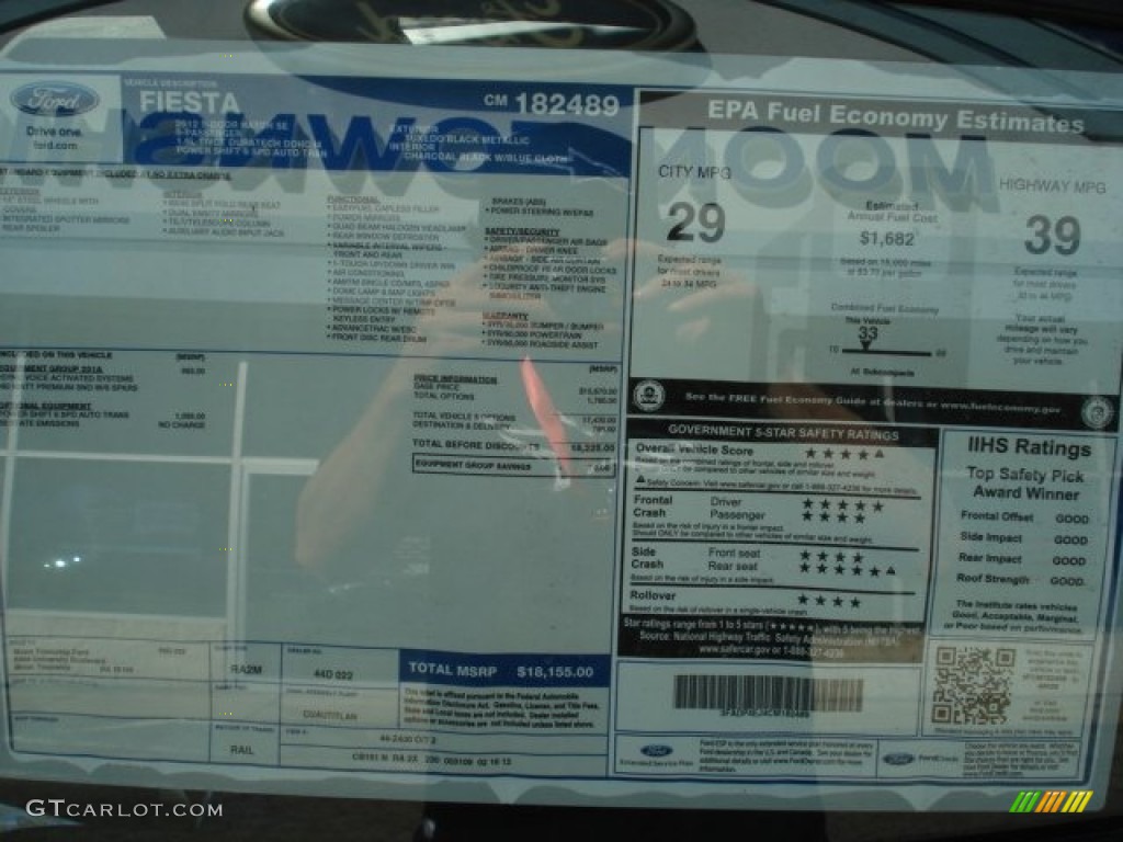 2012 Ford Fiesta SE Hatchback Window Sticker Photo #62755789