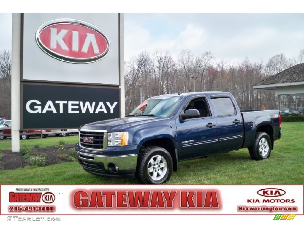 2010 Sierra 1500 SLE Crew Cab 4x4 - Midnight Blue Metallic / Ebony photo #1