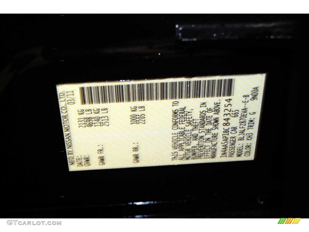2011 Maxima 3.5 SV Sport - Super Black / Charcoal photo #13