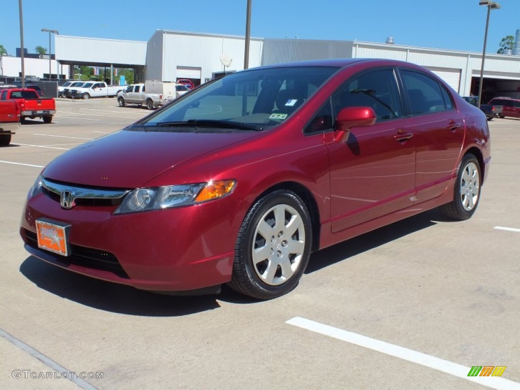 2007 Civic LX Sedan - Tango Red Pearl / Ivory photo #9