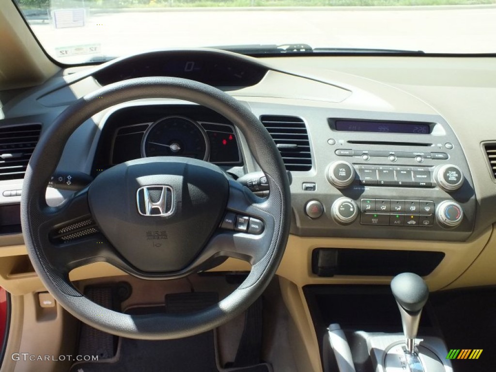 2007 Civic LX Sedan - Tango Red Pearl / Ivory photo #24