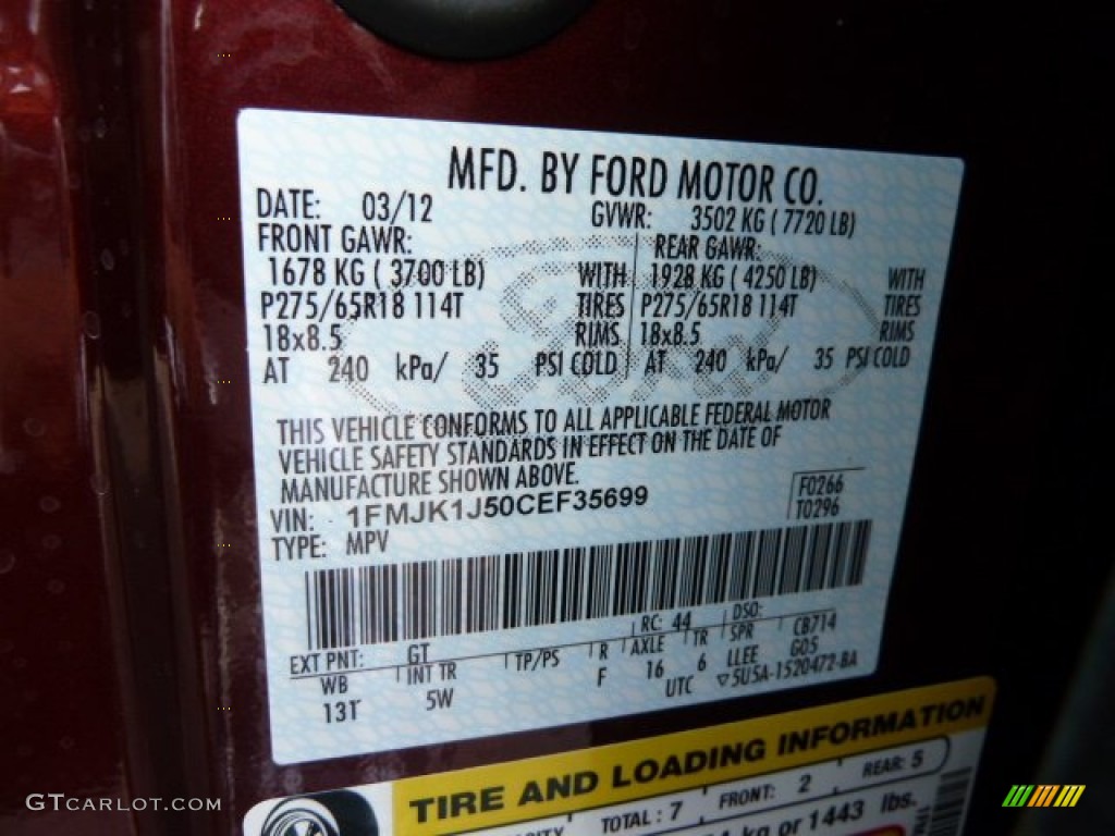 2012 Expedition Color Code GT for Autumn Red Metallic Photo #62763616