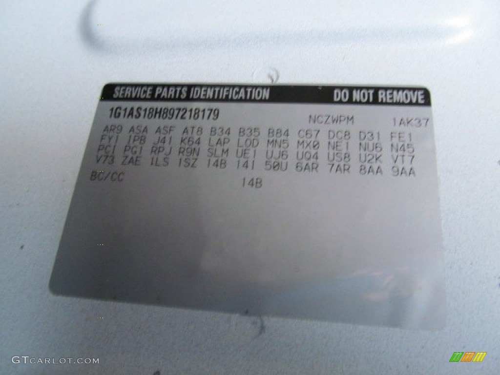 2009 Cobalt Color Code 14B for Summit White Photo #62769566