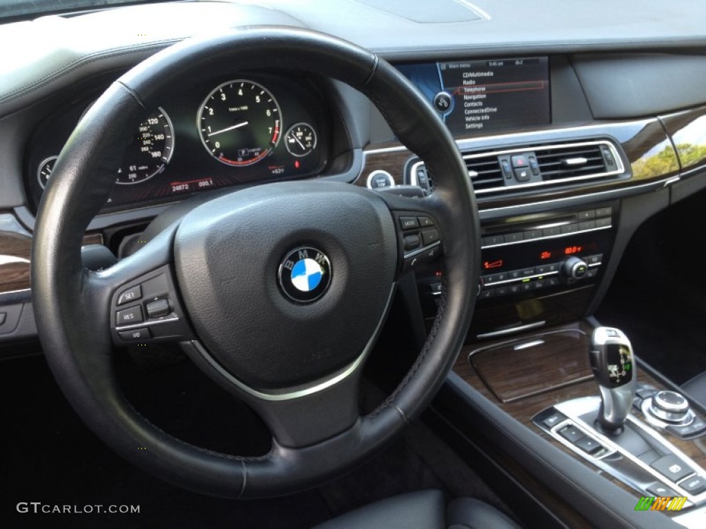 2009 BMW 7 Series 750i Sedan Black Nappa Leather Steering Wheel Photo #62770394