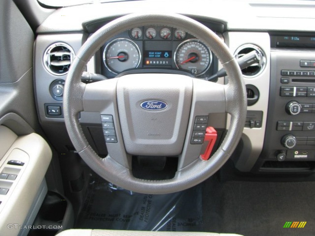 2010 Ford F150 XLT SuperCrew Medium Stone Steering Wheel Photo #62772288