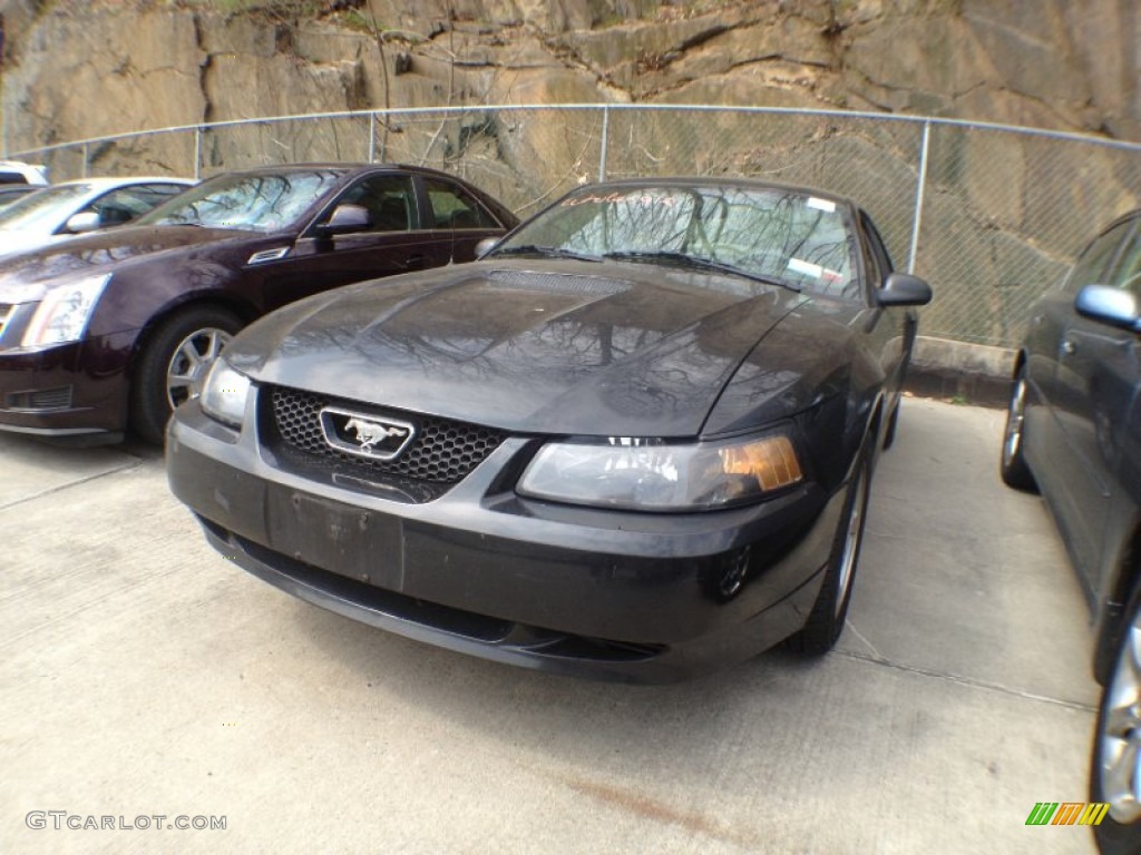 2002 Mustang V6 Coupe - Black / Medium Parchment photo #1