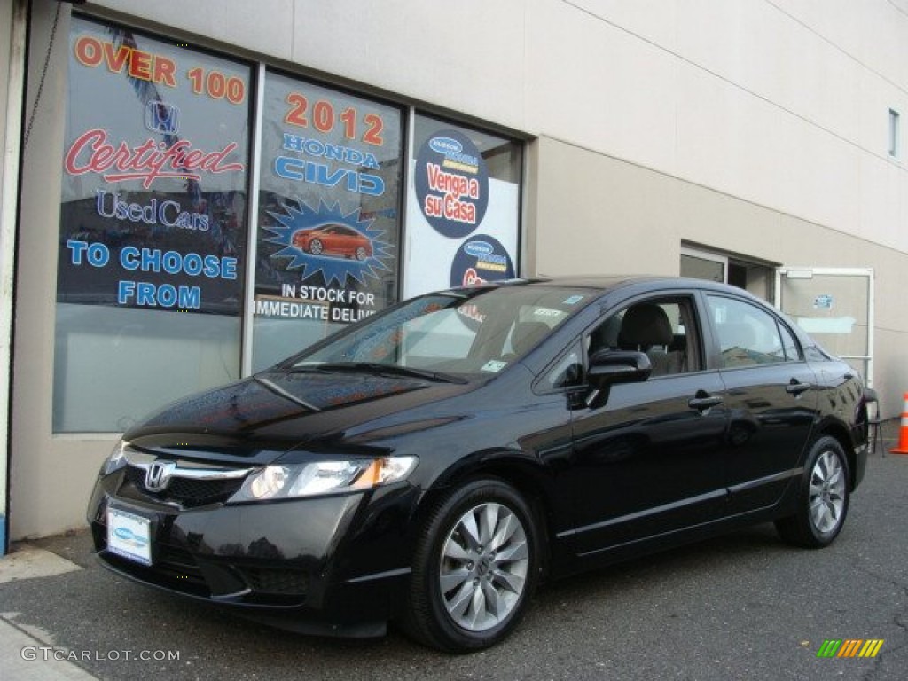 2009 Civic EX Sedan - Crystal Black Pearl / Gray photo #1