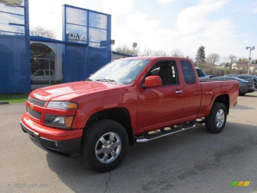 2012 Colorado LT Extended Cab 4x4 - Inferno Orange Metallic / Ebony photo #1