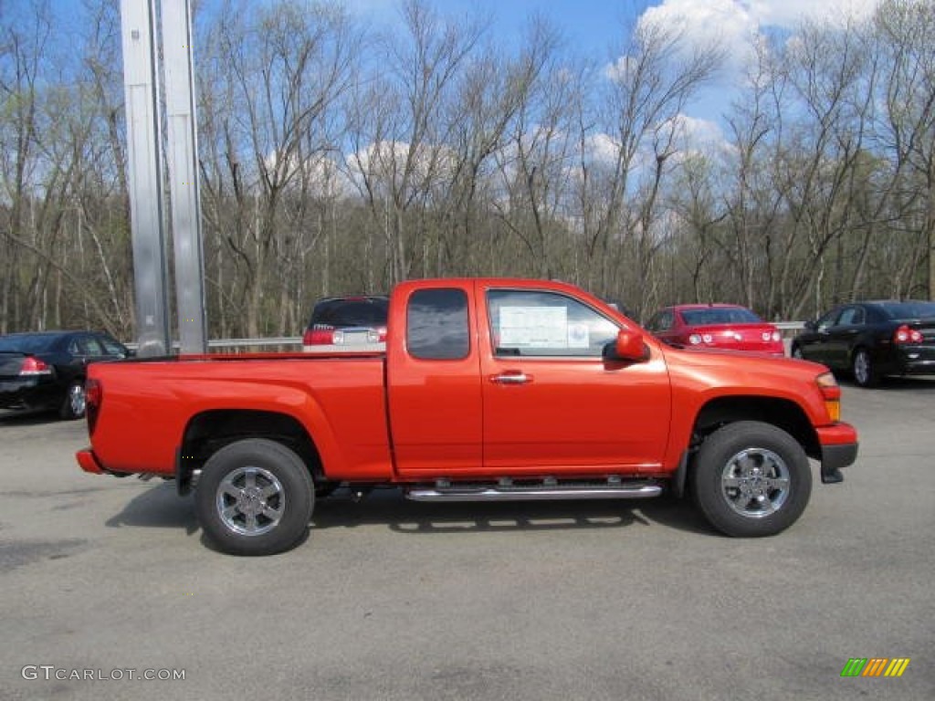 Inferno Orange Metallic 2012 Chevrolet Colorado LT Extended Cab 4x4 Exterior Photo #62775057