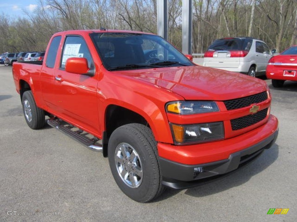 Inferno Orange Metallic 2012 Chevrolet Colorado LT Extended Cab 4x4 Exterior Photo #62775066