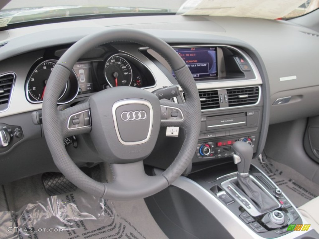 2012 Audi A5 2.0T quattro Cabriolet Light Gray Dashboard Photo #62778668