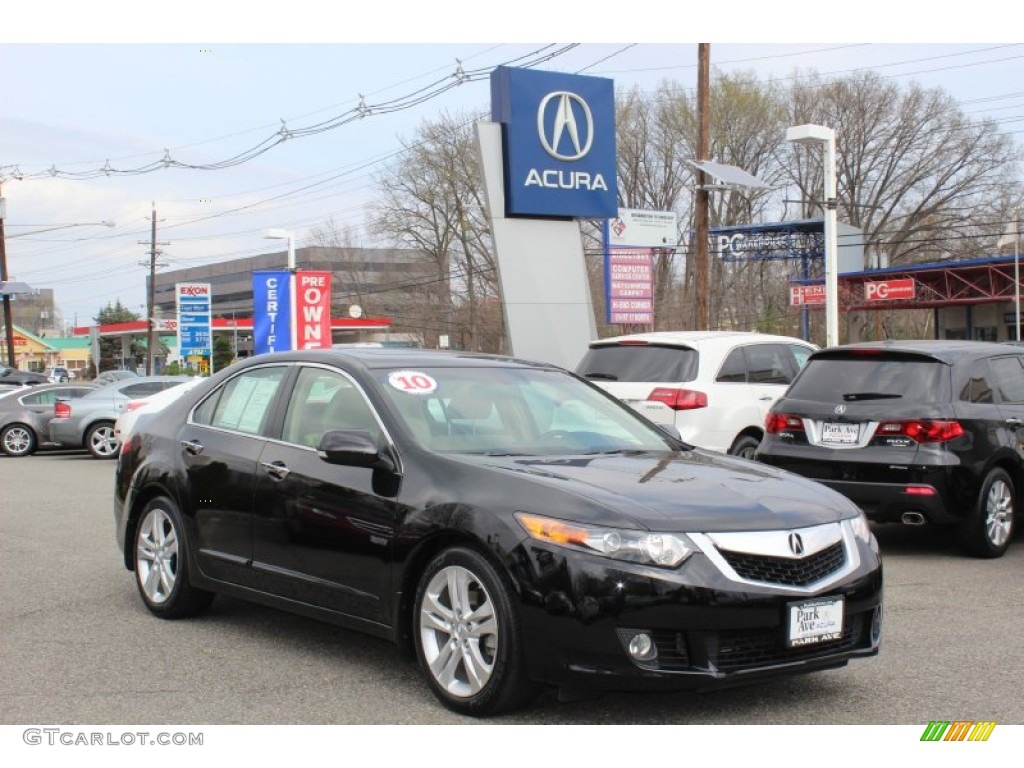 2010 TSX V6 Sedan - Crystal Black Pearl / Parchment photo #1