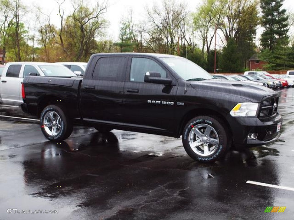 Black 2012 Dodge Ram 1500 Sport Crew Cab 4x4 Exterior Photo #62789397