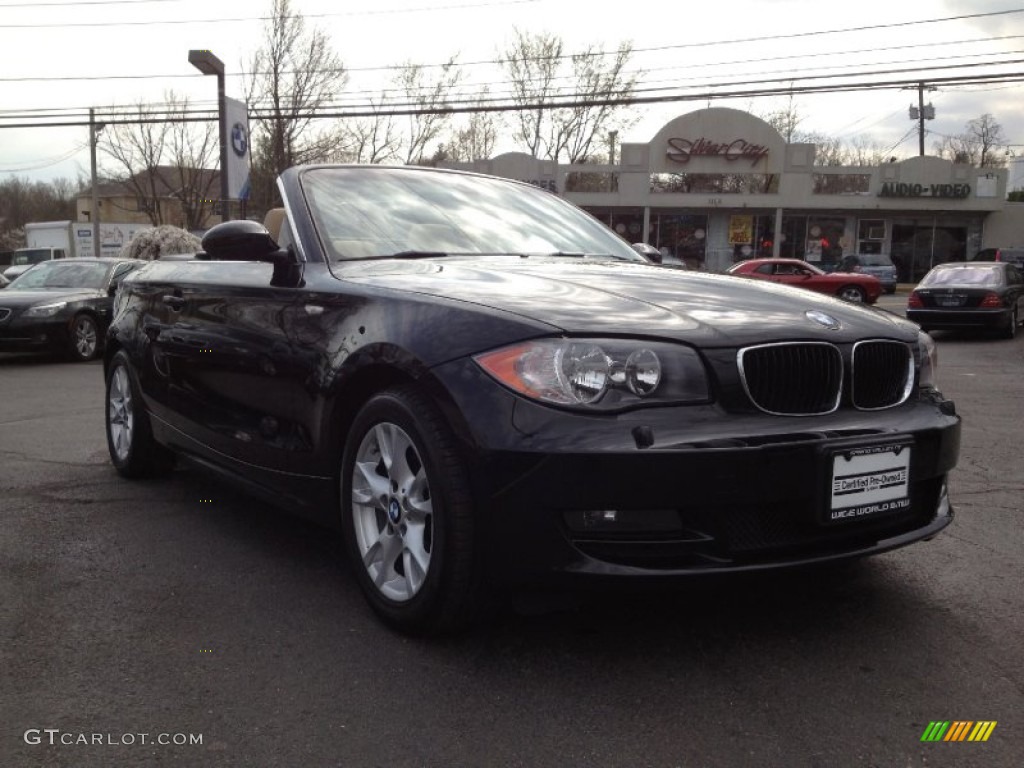 2009 1 Series 128i Convertible - Black Sapphire Metallic / Savanna Beige/Black Boston Leather photo #3