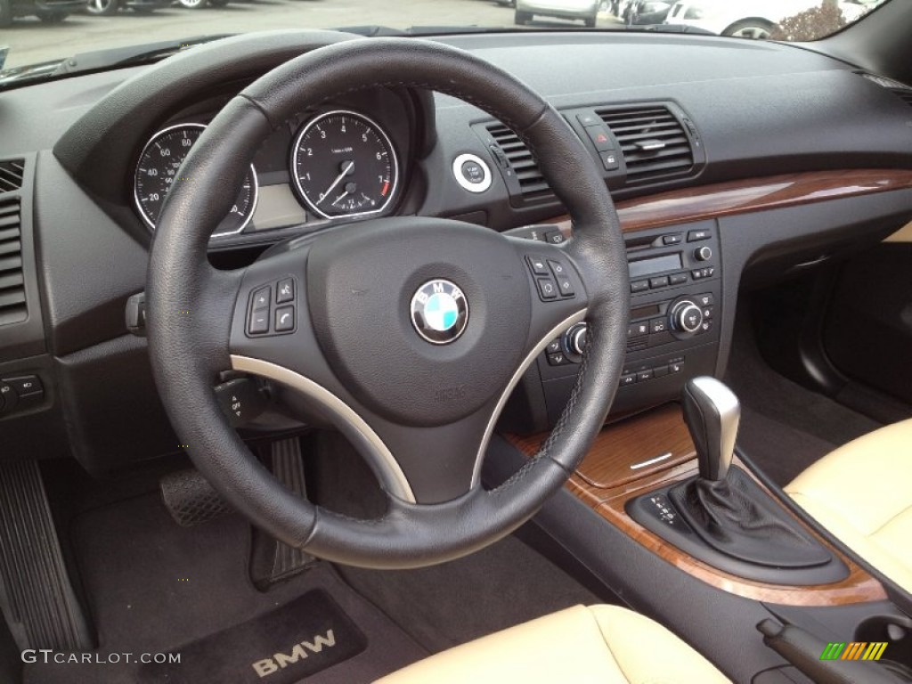 2009 BMW 1 Series 128i Convertible Savanna Beige/Black Boston Leather Dashboard Photo #62789531
