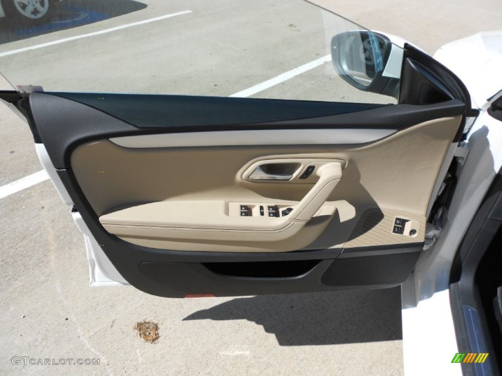 2013 Volkswagen CC Sport Plus Desert Beige/Black Door Panel Photo #62789948