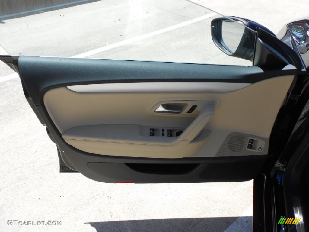 2013 Volkswagen CC Sport Plus Desert Beige/Black Door Panel Photo #62790603