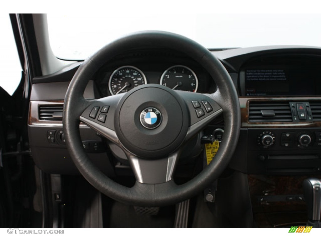 2007 BMW 5 Series 550i Sedan Black Steering Wheel Photo #62793563
