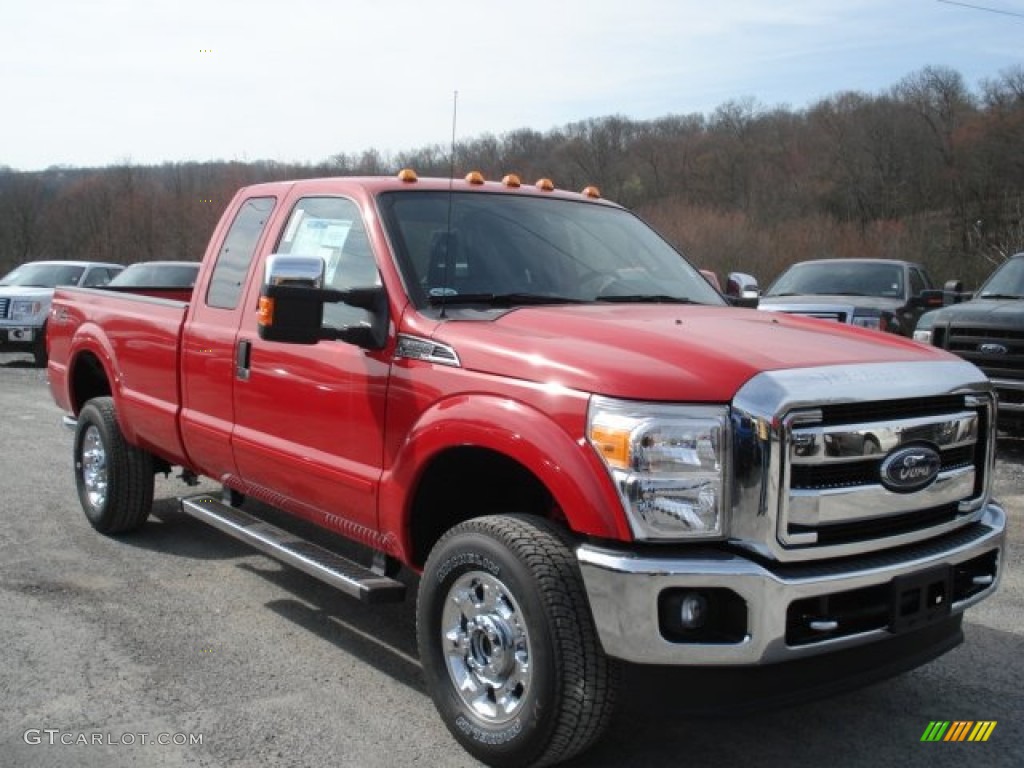 2012 F350 Super Duty XLT SuperCab 4x4 - Vermillion Red / Steel photo #2