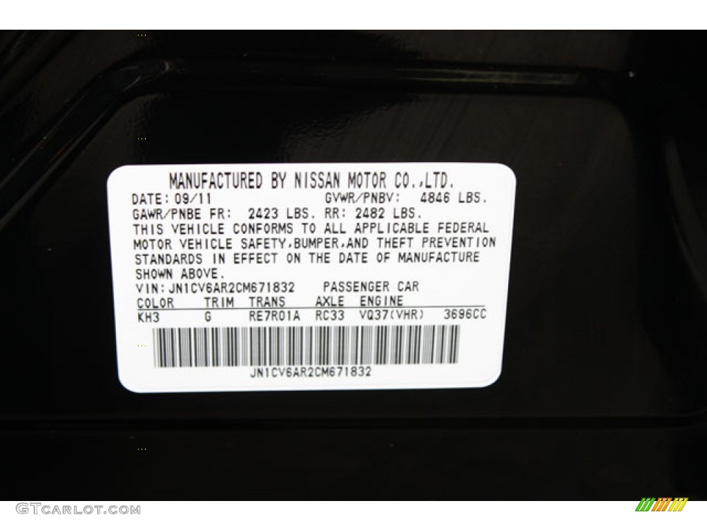 2012 G Color Code KH3 for Black Obsidian Photo #62797369