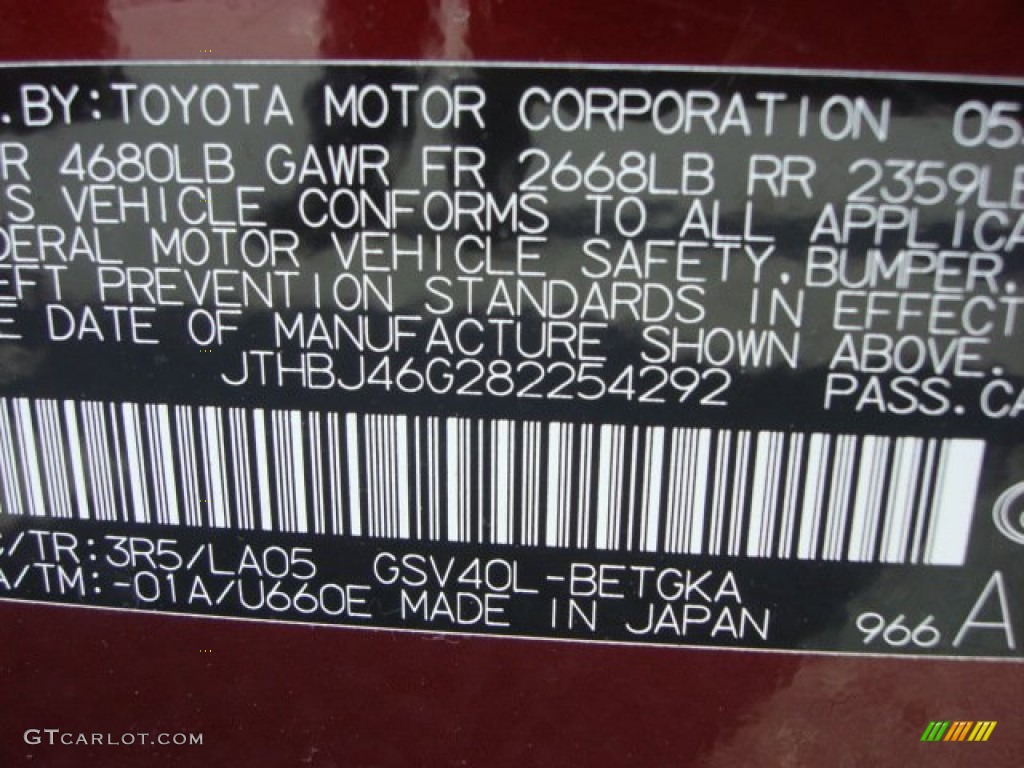 2008 Lexus ES 350 Parts Photos