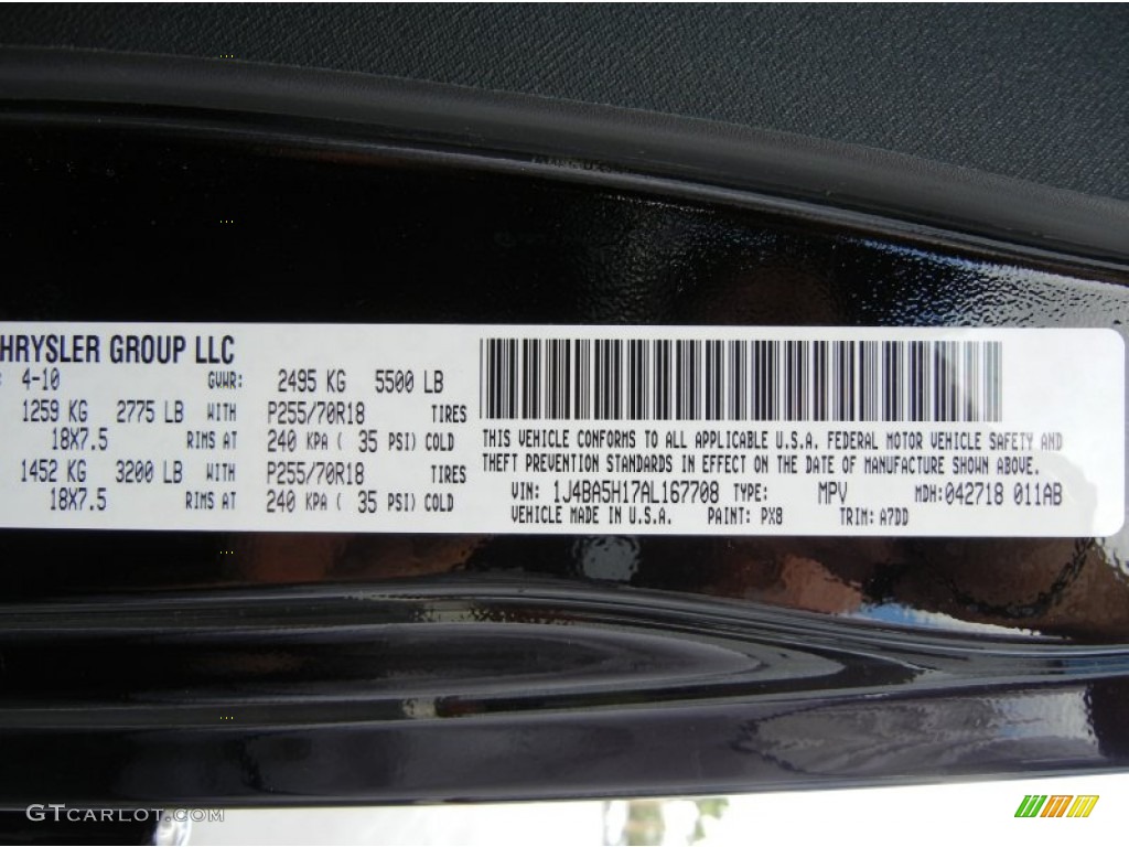 2010 Wrangler Unlimited Color Code PX8 for Black Photo #62799952