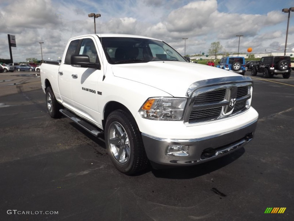 2012 Ram 1500 SLT Quad Cab 4x4 - Bright White / Light Pebble Beige/Bark Brown photo #3