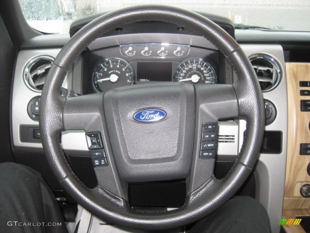 2011 Ford F150 Lariat SuperCrew 4x4 Black Steering Wheel Photo #62806280
