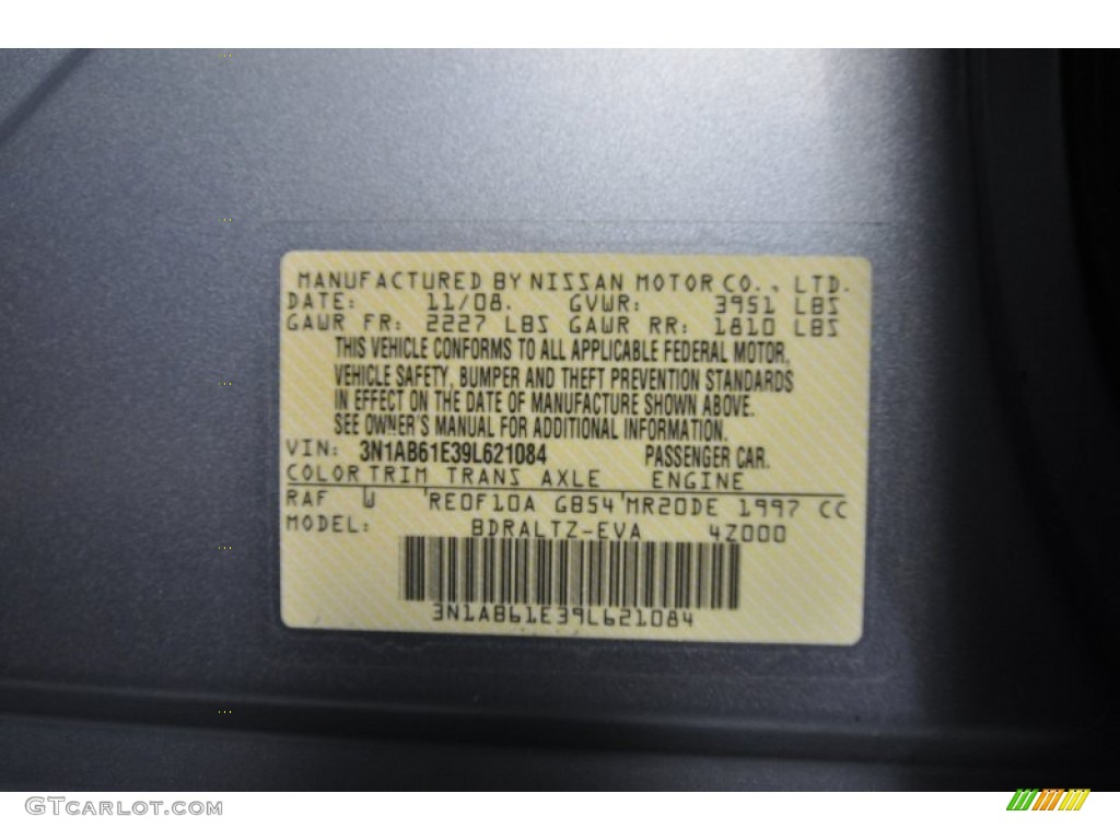 2009 Sentra Color Code RAF for Arctic Blue Photo #62807650