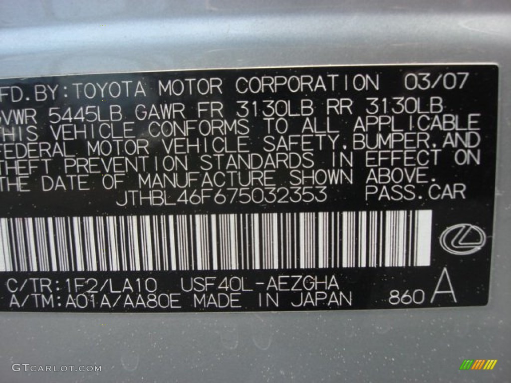 2007 LS Color Code 1F2 for Mercury Metallic Photo #62809091