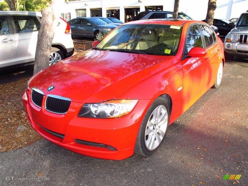 2006 3 Series 325i Sedan - Electric Red / Beige photo #4